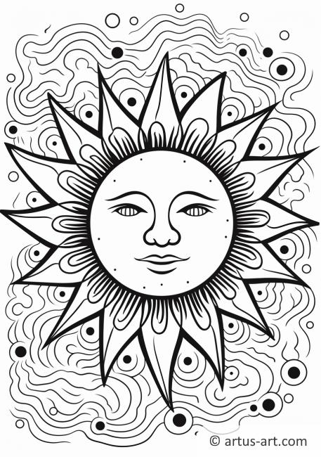 Soyut Güneş Boyama Sayfası